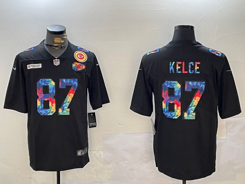 Men Kansas City Chiefs 87 Kelce Black 2024 Nike Vapor Limited NFL Jersey style 9